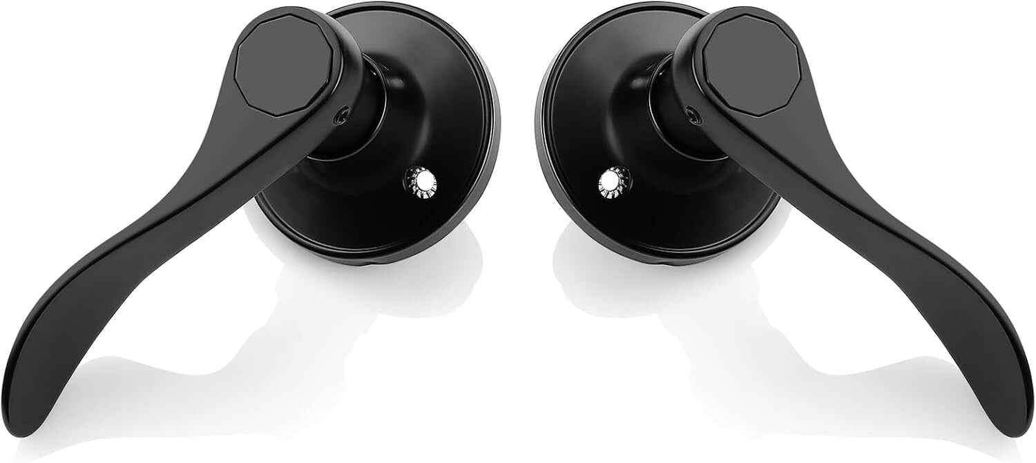 8 Pack Contemporary Wave Style Dummy Door Handle Set in Elegant Black Finish