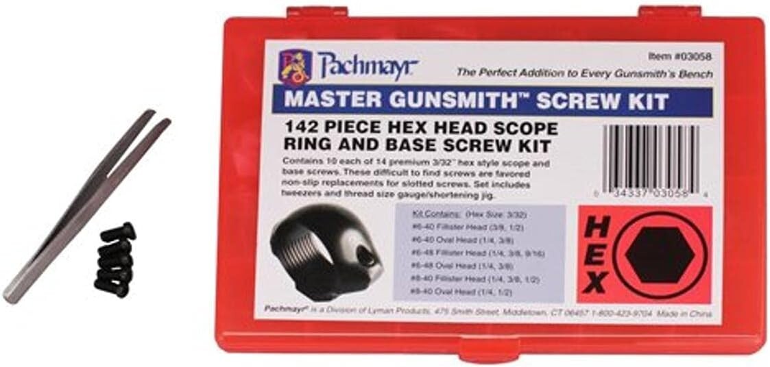 Gunsmith Essential Hex Head Ring and Base Screw Kit - 142 Pieces for Every Use