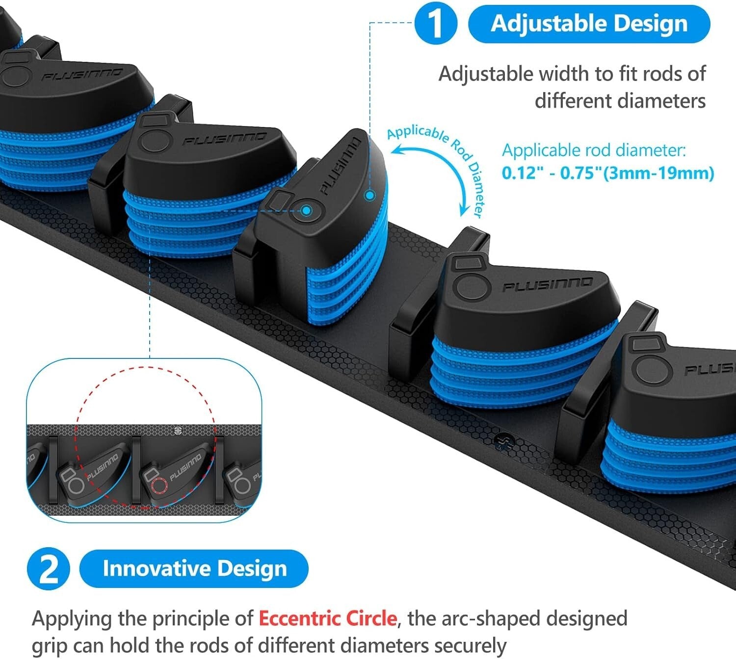 Compact 4-Pack Fishing Pole Holder - Unique Grip Design for Garage Organization