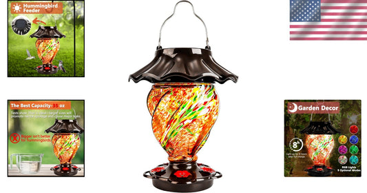 Solar Powered Color-Changing Hummingbird Feeder - Unique Outdoor Lantern
