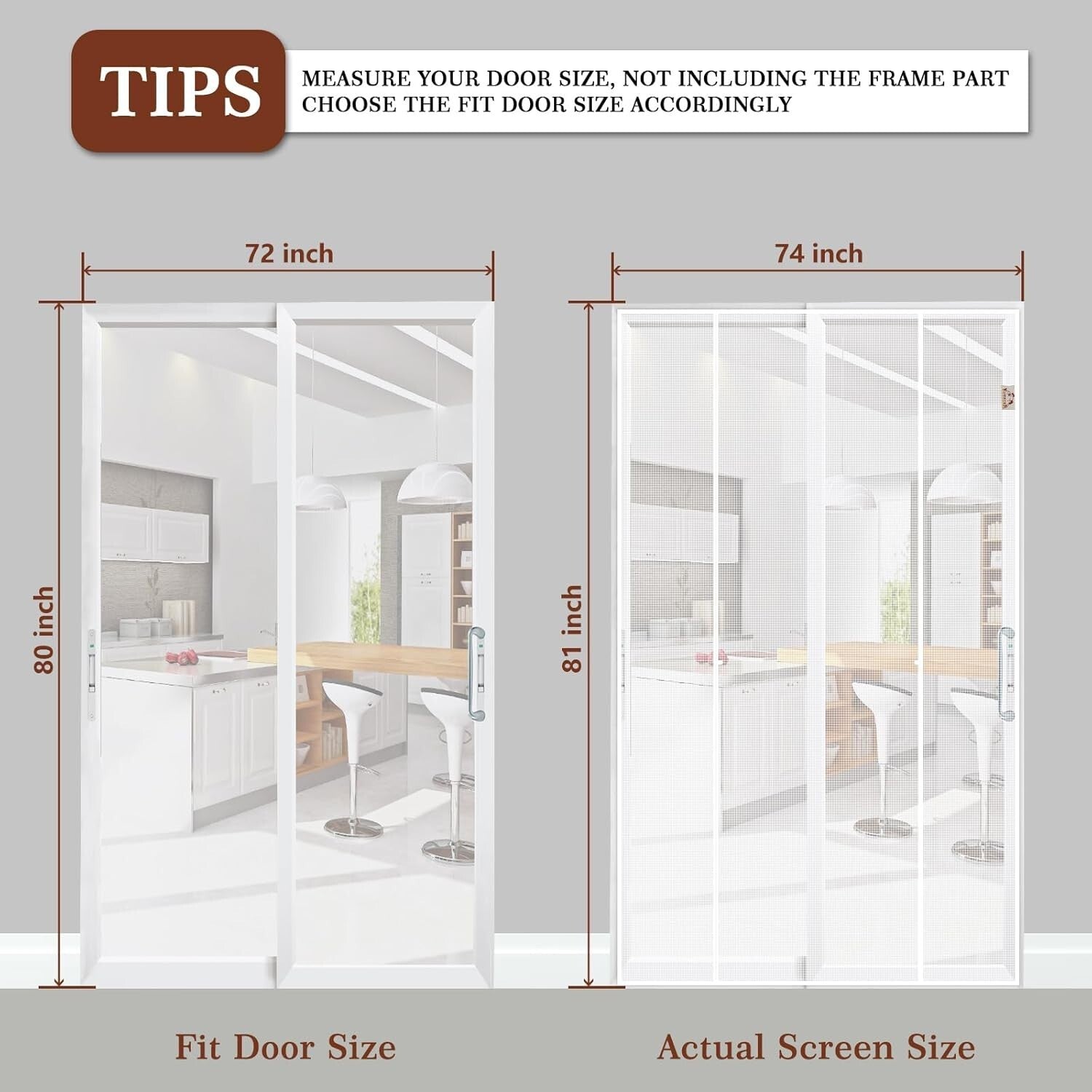 Premium Polyester Magnetic Screen Door 74"x81" – Windproof, Wrinkle-Resistant