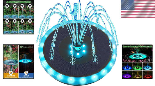 Elegant Solar-Powered Bird Bath Fountain with Matte Panel & Vibrant Light Show