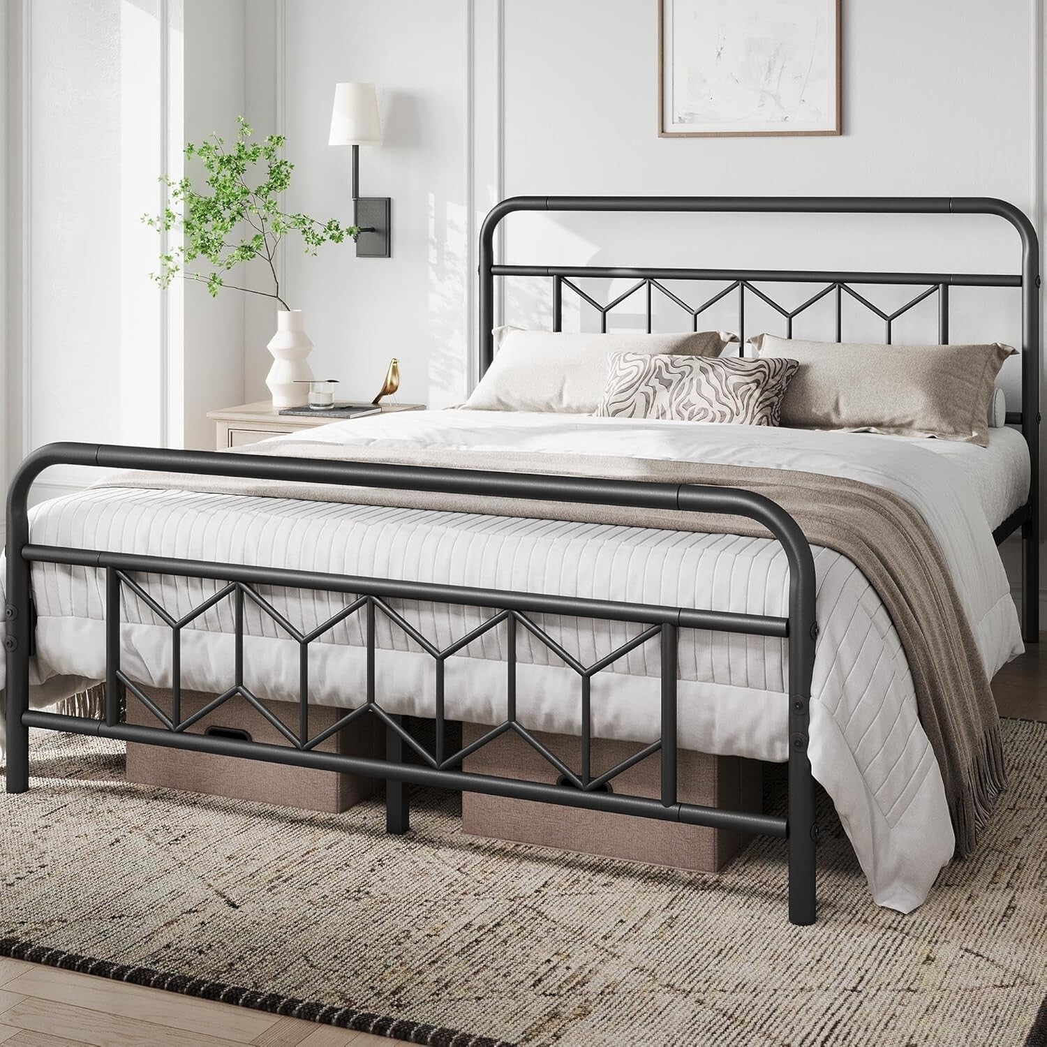 Heavy-Duty Queen Bed Frame with Squeak-Resistant Slat Support - 800 lbs Capacity