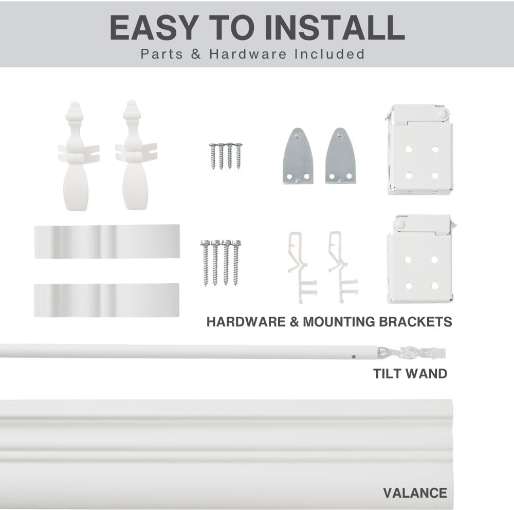 Bright White Cordless Faux Wood Blinds, 30.5" x 72" for Elegant Living Spaces