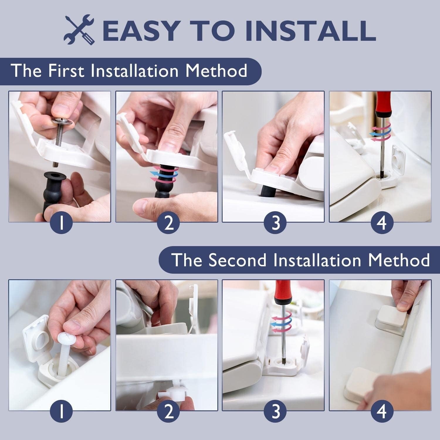 Durable Elongated Toilet Seat with Magnetic Child Seat - White PP Construction