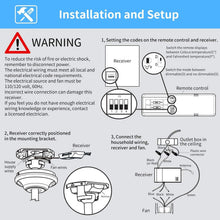 Load image into Gallery viewer, Universal 3-Speed Ceiling Fan Remote Control Kit with Thermostatic Feature