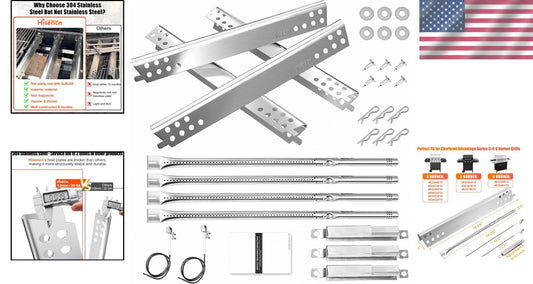 Complete Stainless Steel Grill Parts Kit for Charbroil Advantage 4 Burner