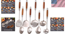 Load image into Gallery viewer, Gifting Delight: Premium 8-Piece Stainless Steel &amp; Wood Utensils Kitchen Set