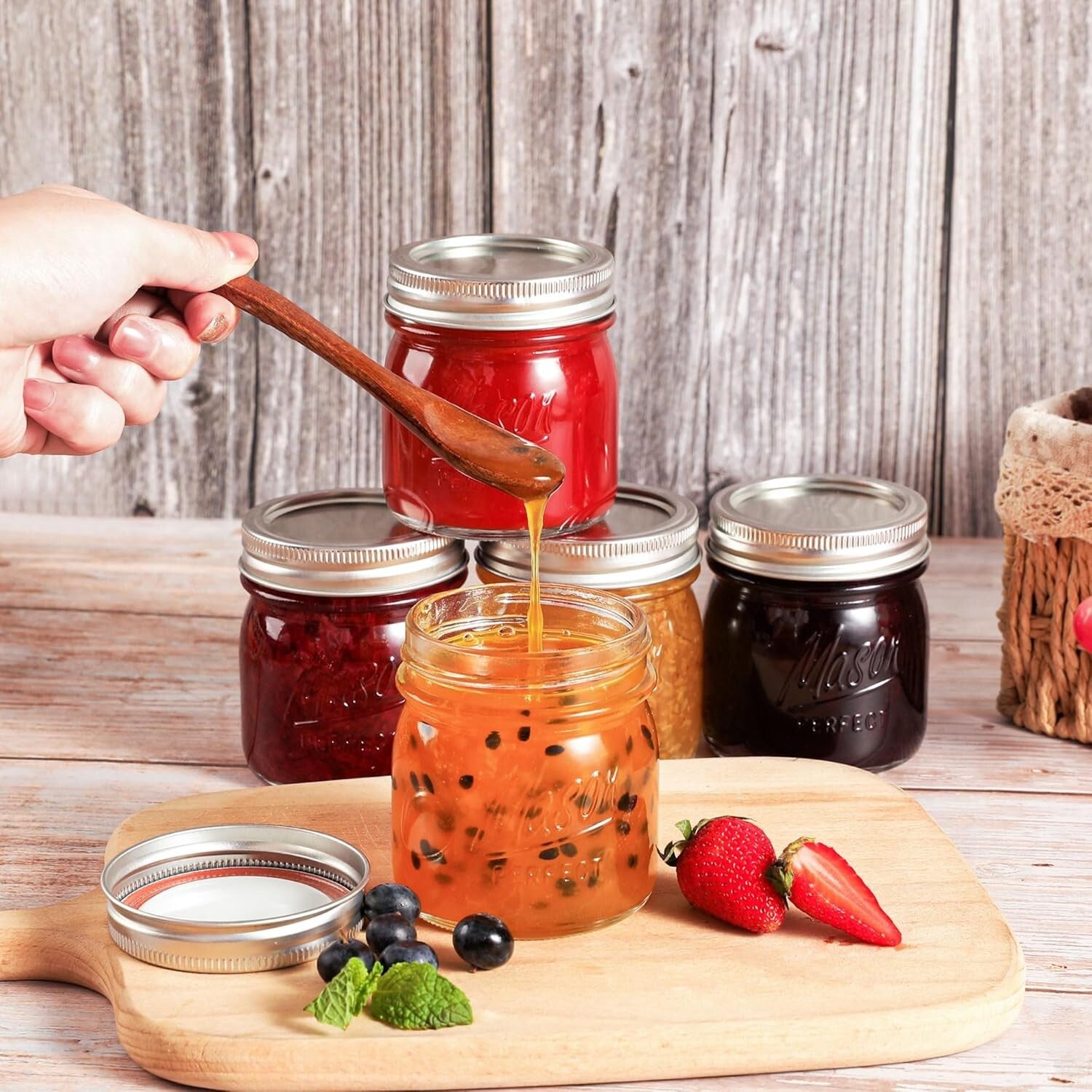 Elegant 24 Pack 8 oz Mason Jars with Airtight Lids for Stylish Food Storage