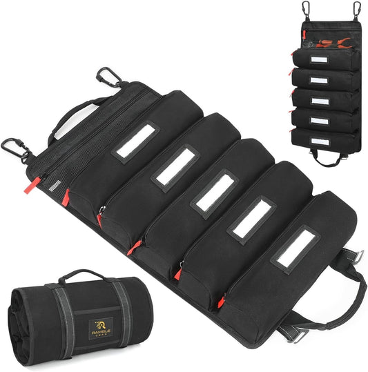 5-Pouch Tool Roll Organizer in Durable Canvas - Easy Transport & Storage