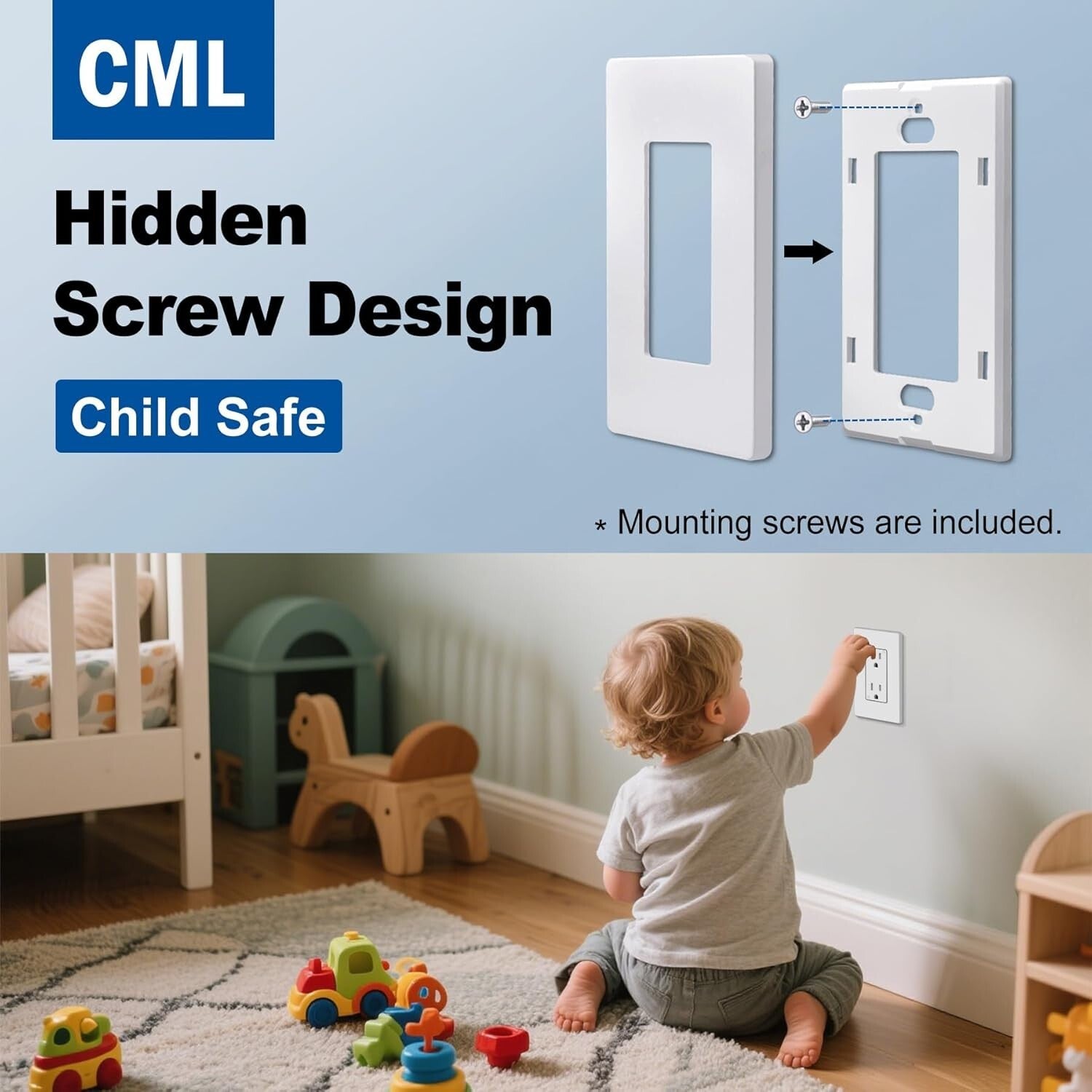 Child-Safe 1-Gang Matte White Wall Plates - 40 Pack, Scratch & Impact Resistant