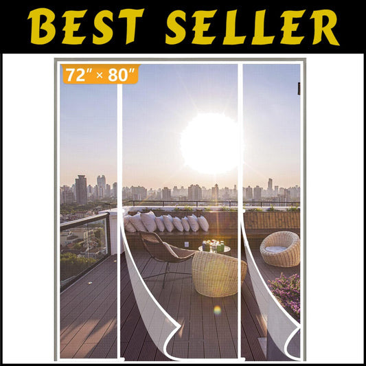 Premium Polyester Magnetic Screen Door 74"x81" – Windproof, Wrinkle-Resistant