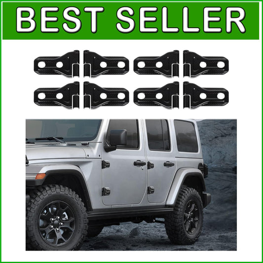 Carbon Fiber Grain Door Hinge Cover Trim for Jeep Wrangler & Gladiator (8-pack)