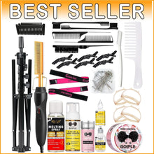 Load image into Gallery viewer, Versatile Tripod Wig Stand with Heating Hot Comb: Ideal for Cosmetology Training