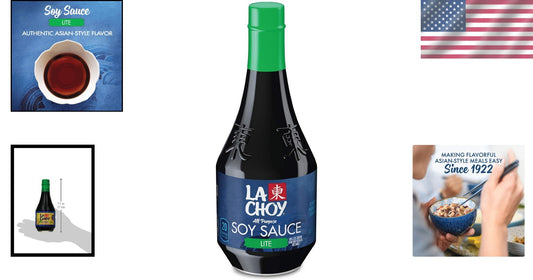 Bulk Lite Soy Sauce, 10 oz Bottles (12 Pack) - Authentic Low Sodium Sauce