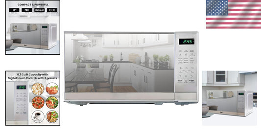 Sleek 0.7 Cu Ft Countertop Microwave with Child Lock - Easy Cleanup & Pre-Sets