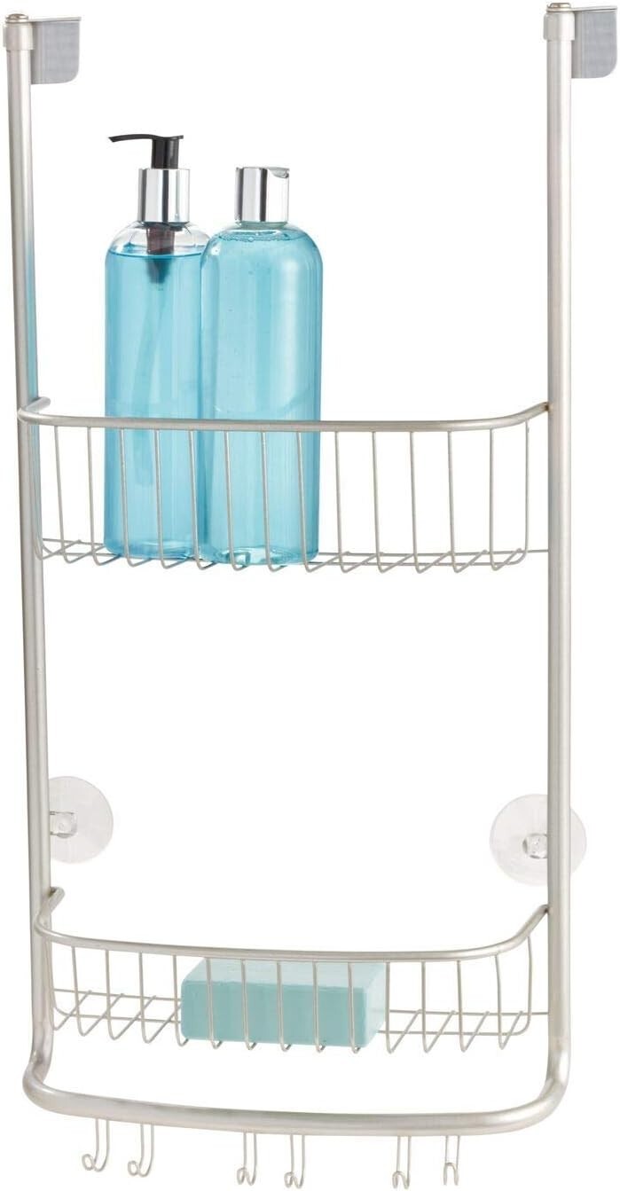 Sleek Portable Shower Caddy - Rust-Resistant with Strong Suction Cups and Hooks