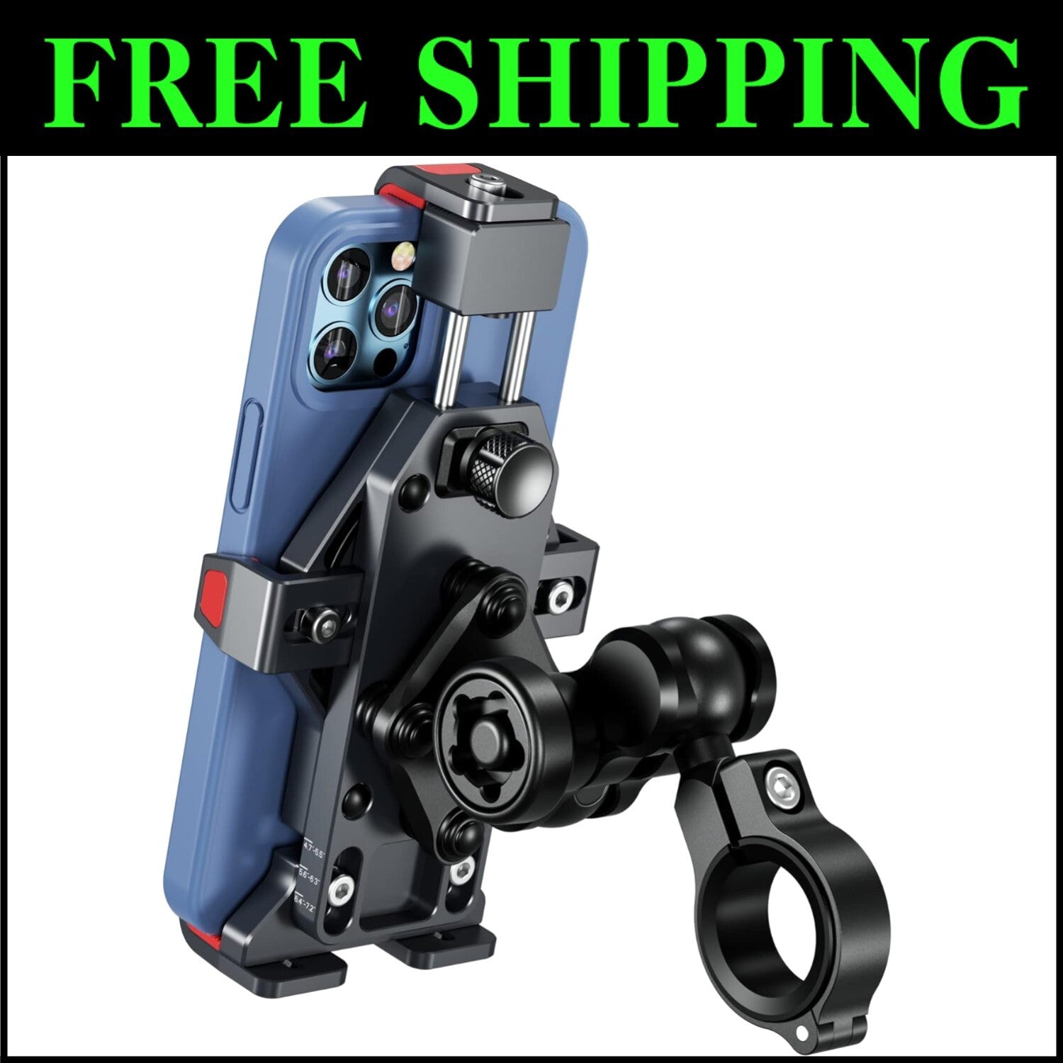 Aluminum Alloy Motorcycle Phone Mount with Vibration Dampener & Secure Lock