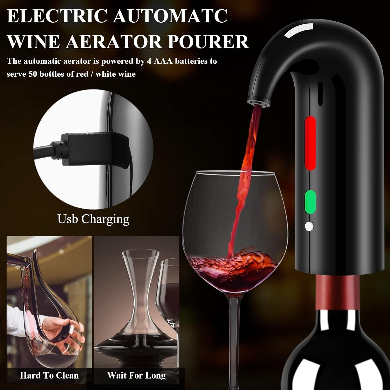 Elegant Wine Opener Gift Set with Aerator & Decanter - Rechargeable & Automatic