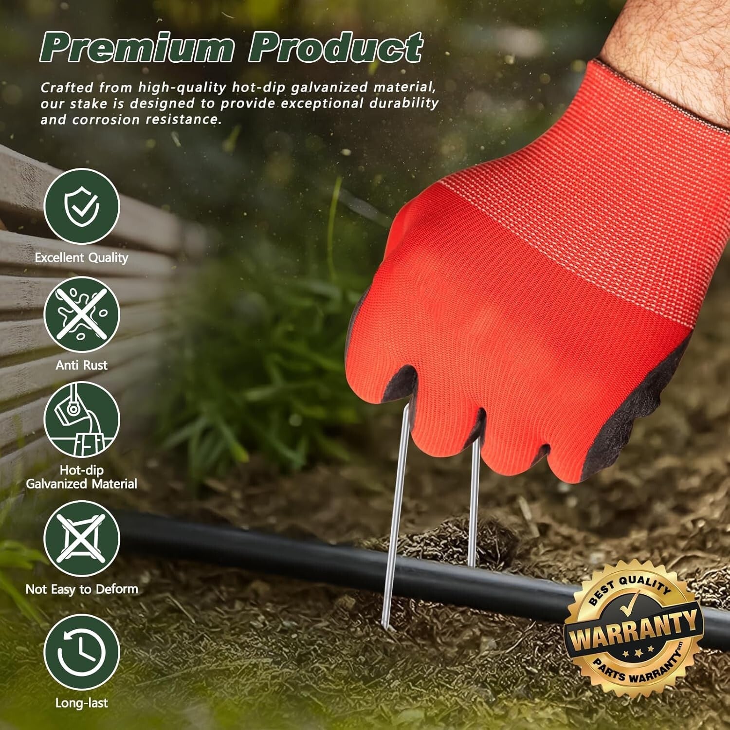 Heavy-Duty 6" Galvanized Landscape Staples - 500 Pack for Gardening and Design