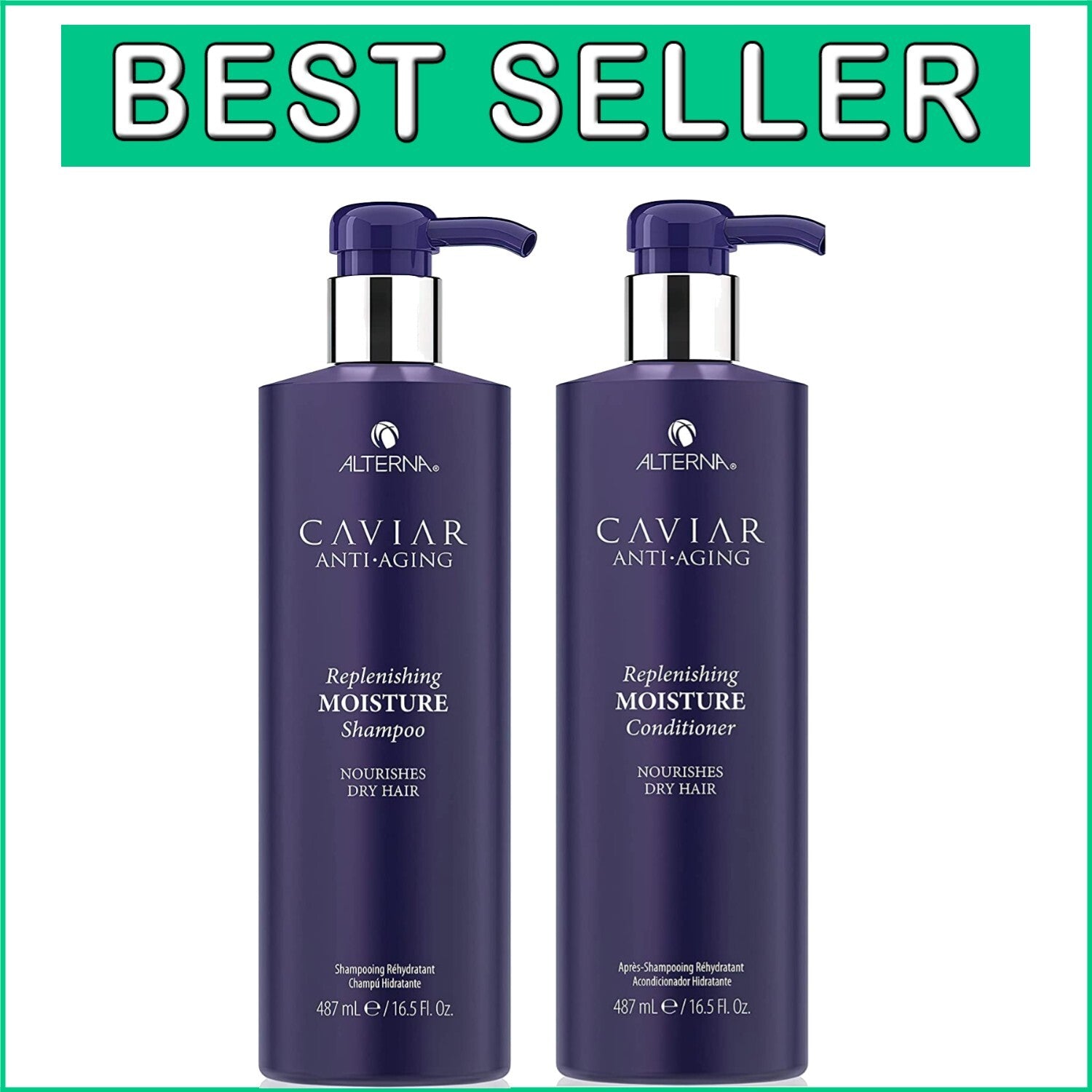 CAVIAR Anti-Aging Moisture Shampoo & Conditioner Set - Sulfate Free, 16.5 Fl Oz