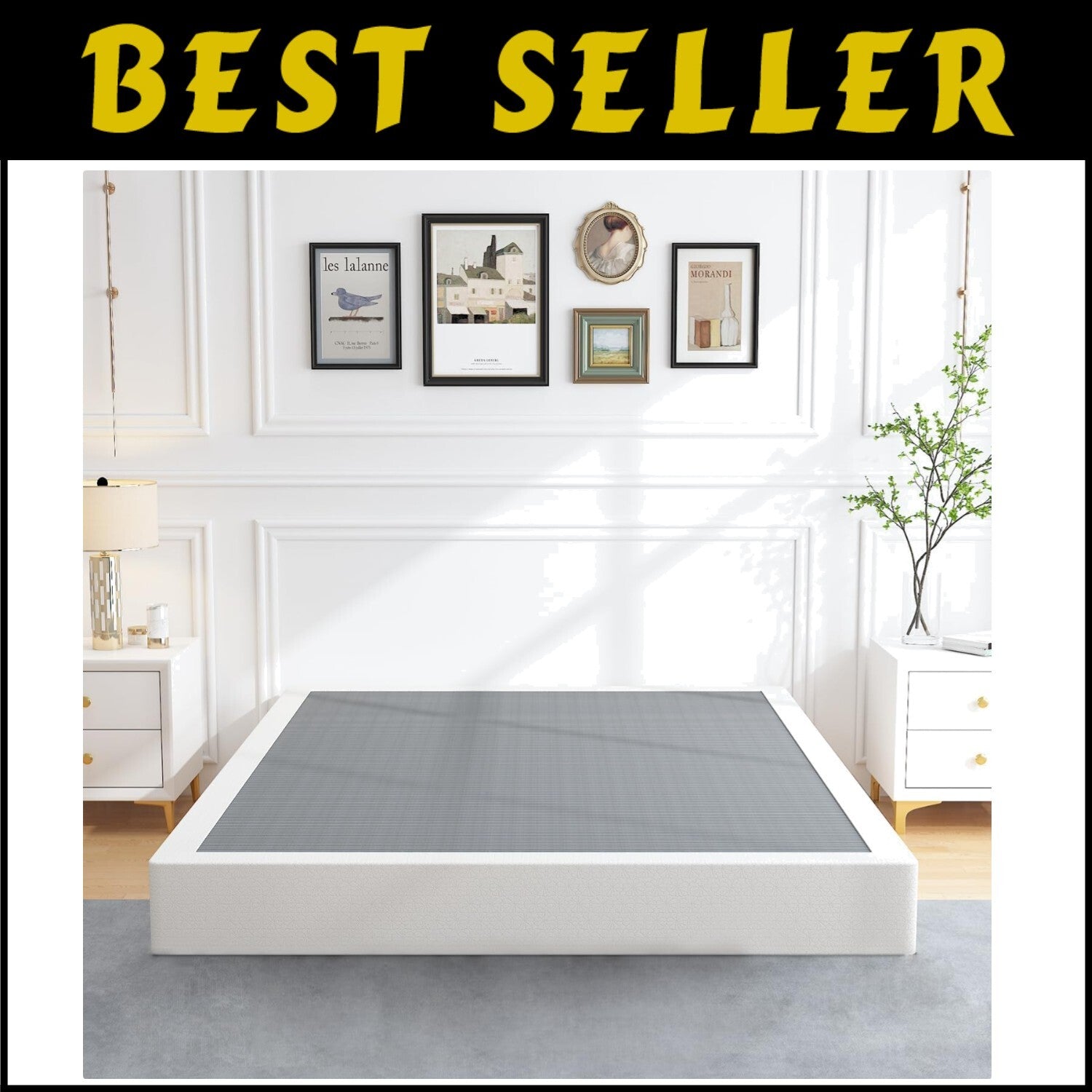 3000lbs Capacity Heavy Duty Metal Queen Box Spring - Non-Squeak & Easy to Clean