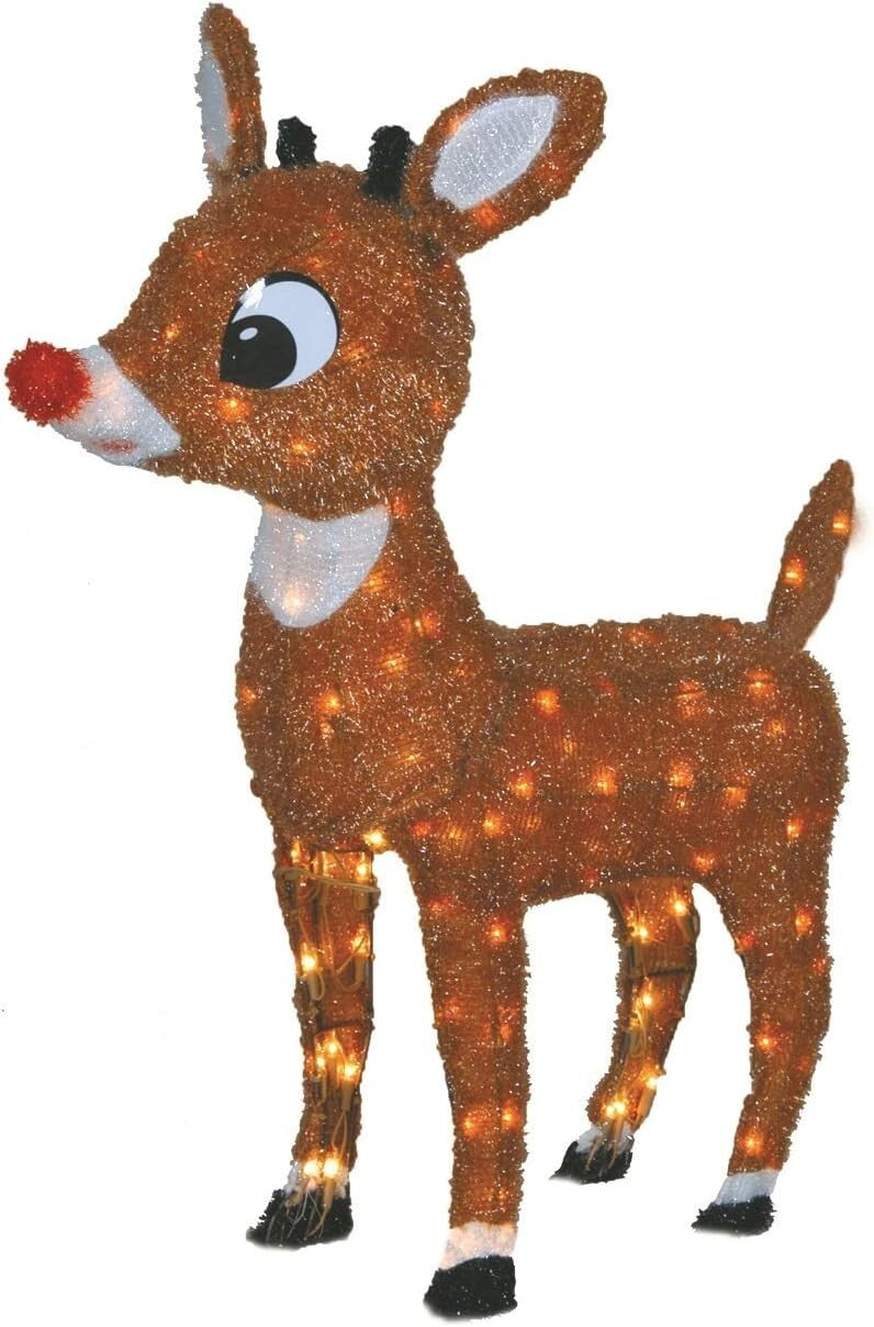 Durable 26-Inch Lighted Rudolph Statue - Perfect for Indoor & Outdoor Holiday