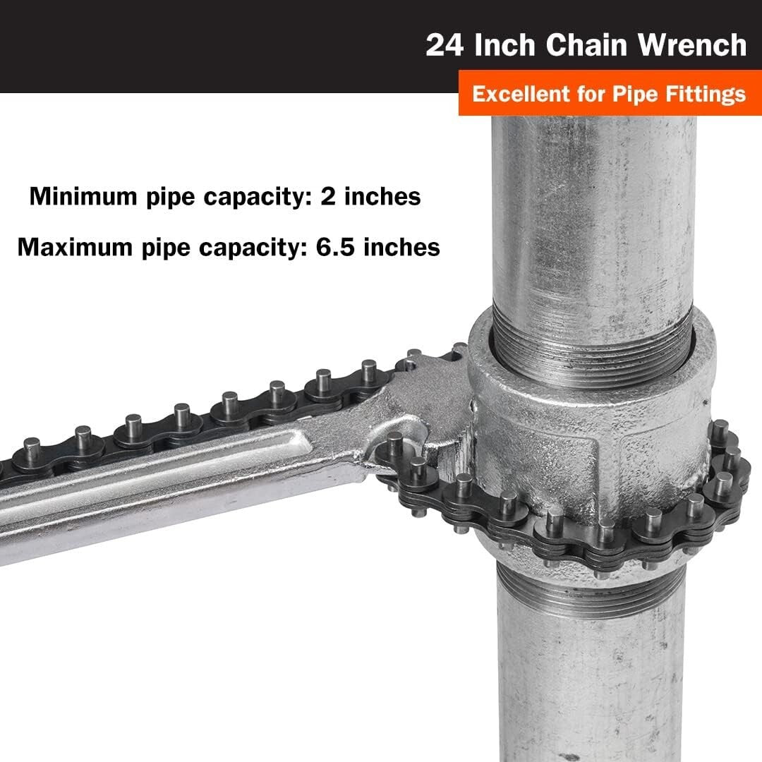 Ergonomic 24-Inch Chain Wrench - Forged Steel for Effortless Plumbing Tasks
