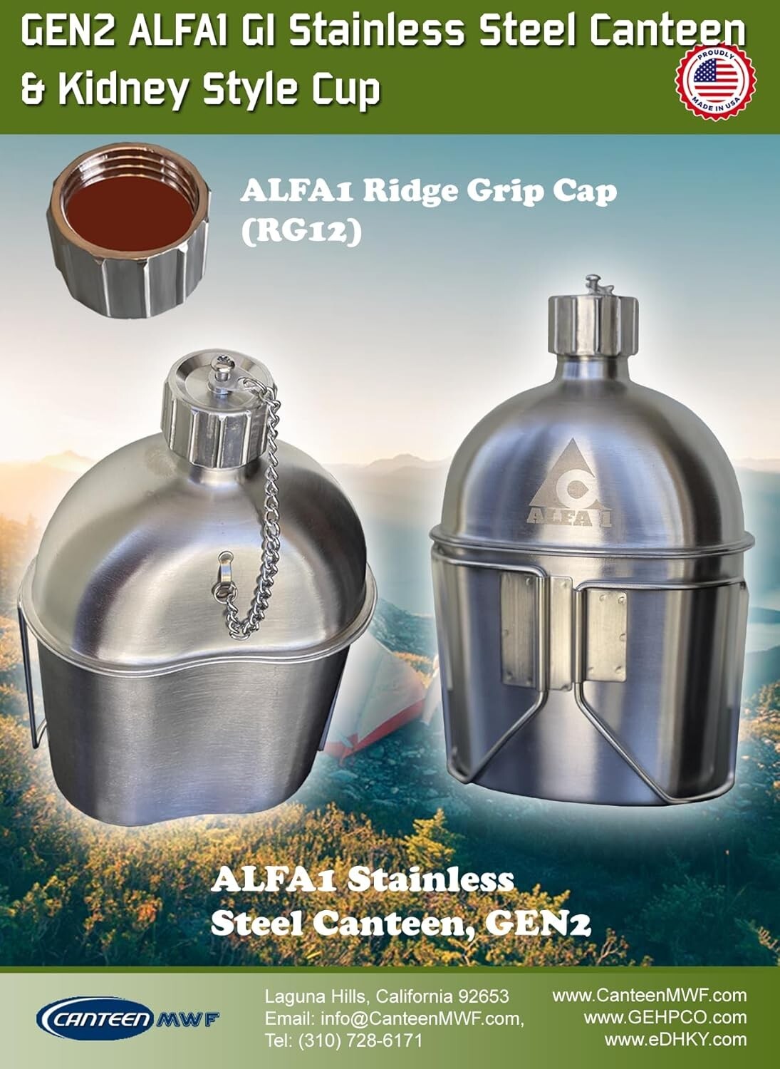 Heavy Duty Stainless Steel Canteen and Cup Set - Perfect for Hiking Adventures