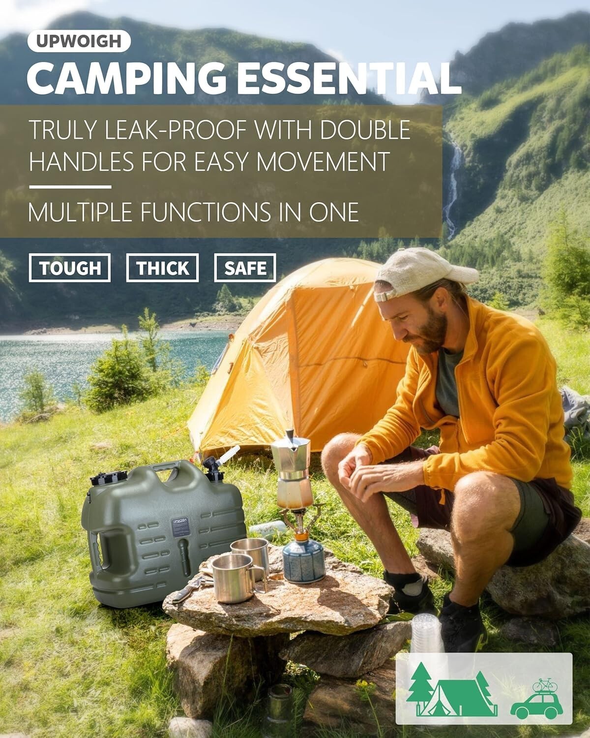 BPA-Free 5-Gallon Leak-Proof Water Container - Ideal for Overlanding & Hiking