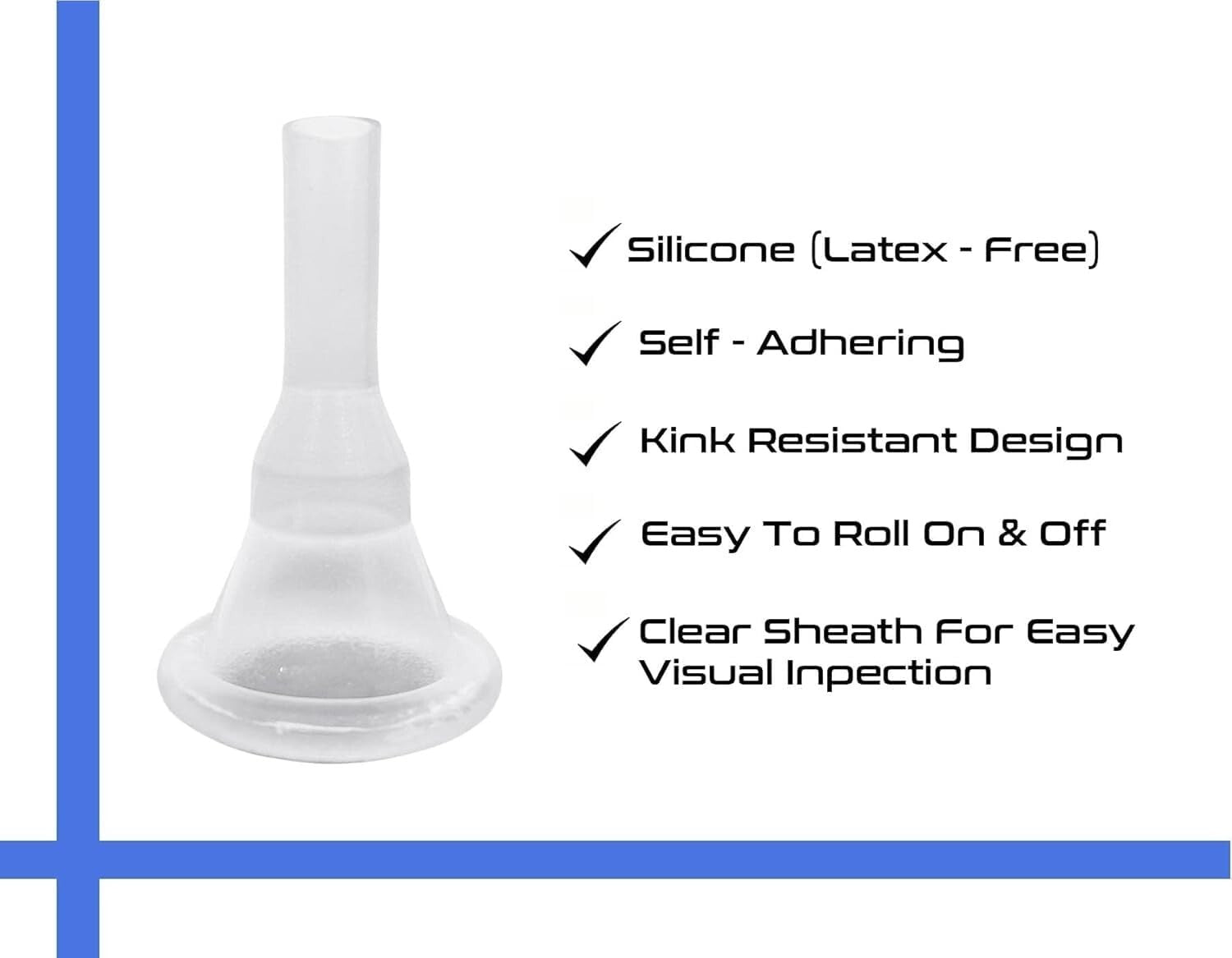 Kink-Resistant Silicone Male Catheter, Self-Adhesive for Optimal Comfort - 29mm