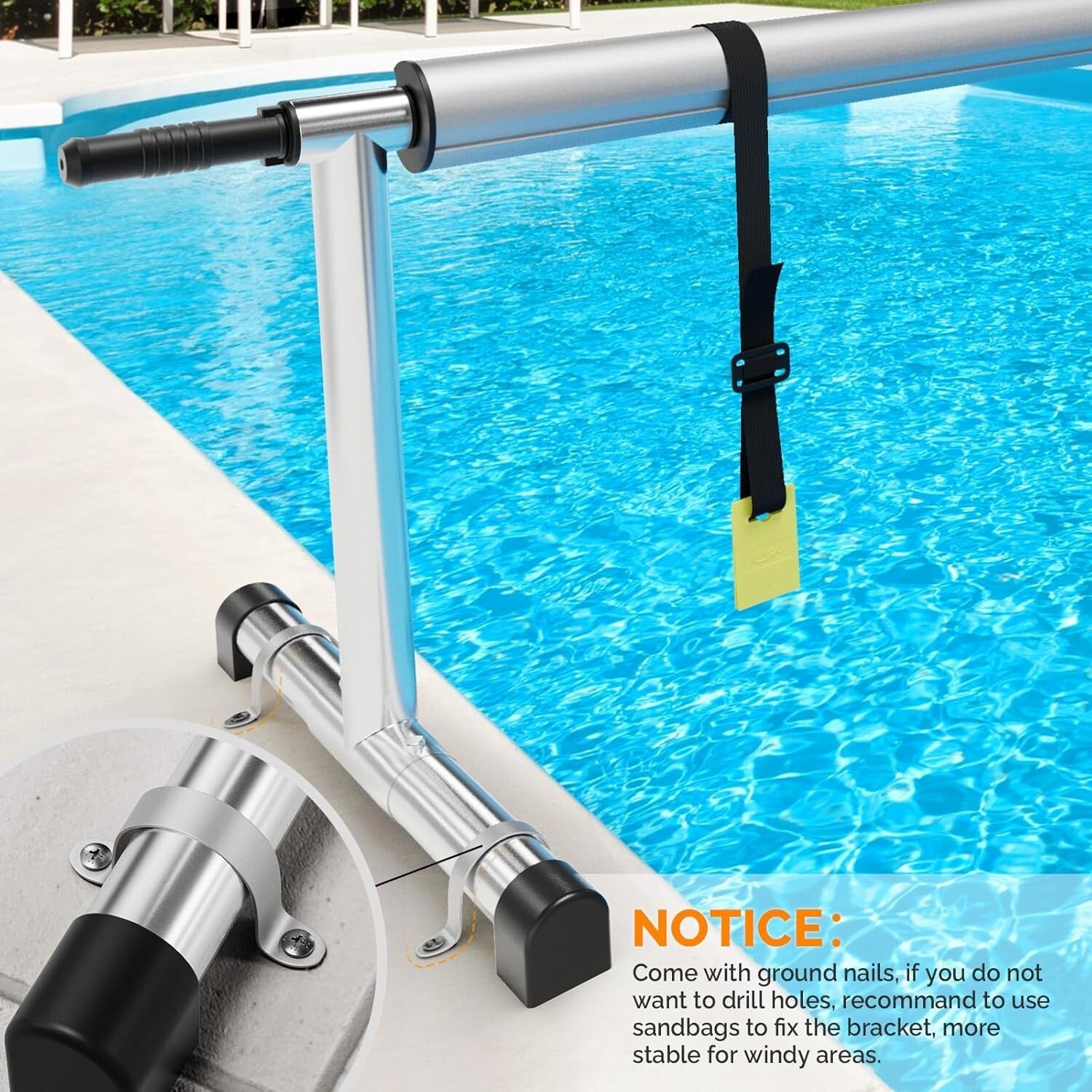 Adjustable In-Ground Pool Cover Reel - Easy Maneuver Solar Cover System