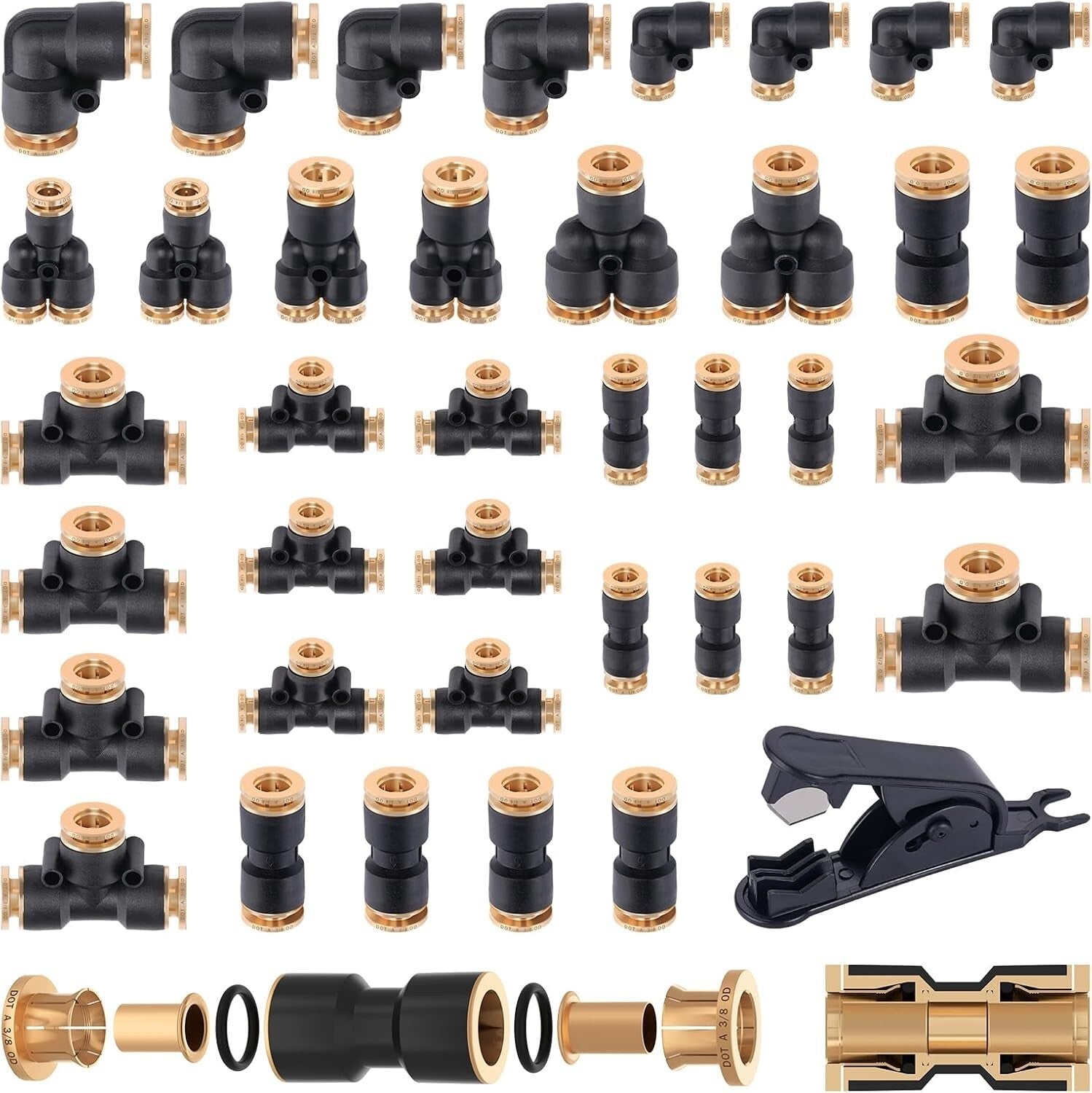 39 PCS DOT Brass Air Line Quick Connect Fittings for Trucks & Equipment Repair