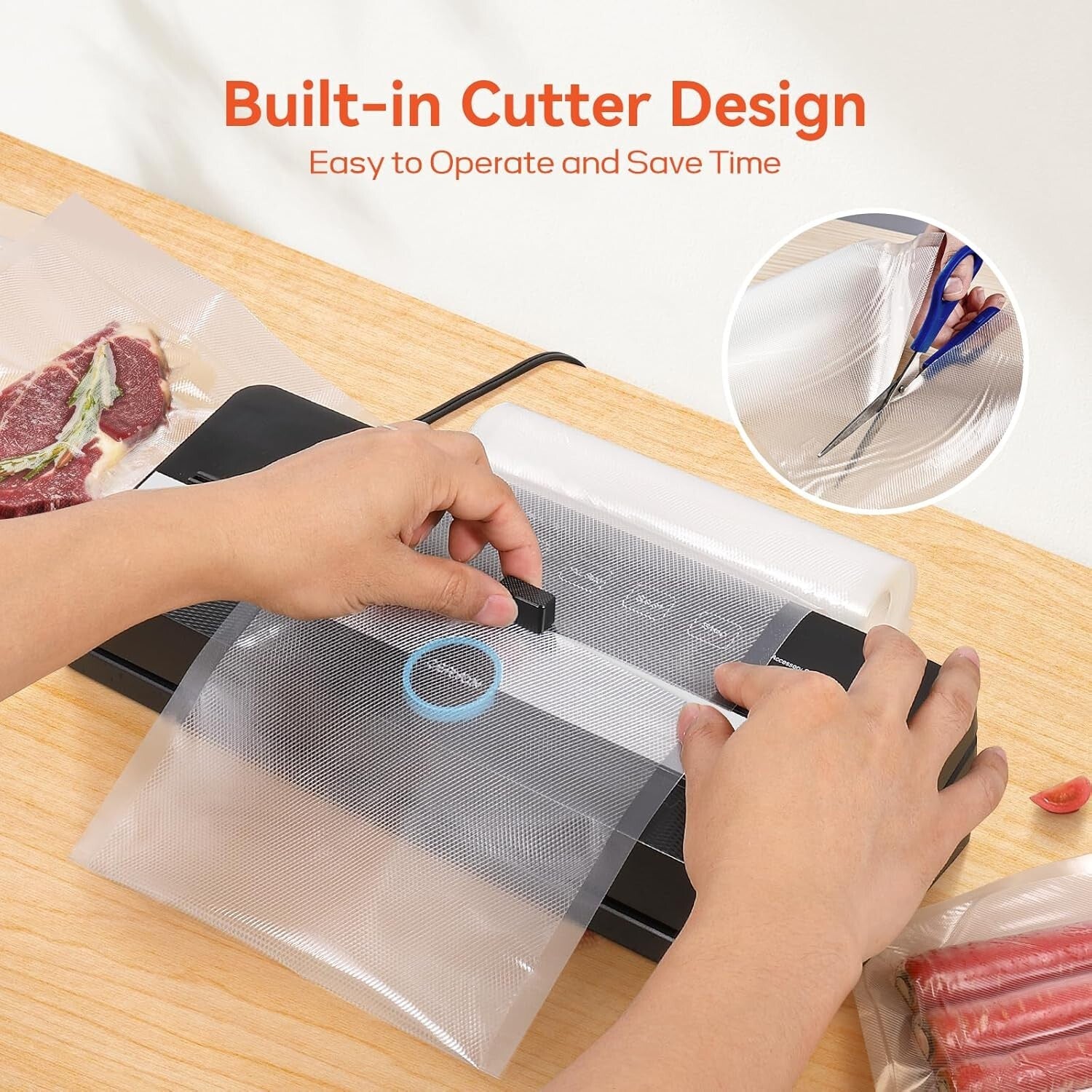 Automatic Vacuum Sealer with Built-in Cutter - Preserve Food Freshness Easily
