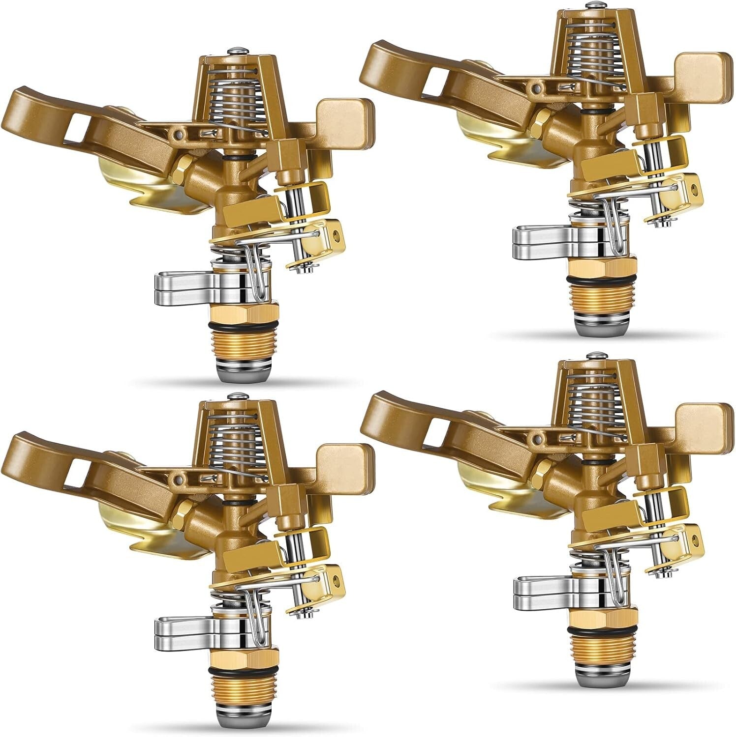 Durable Adjustable 4-Pack Brass Lawn Sprinklers - Efficient Garden Irrigation