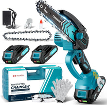 Load image into Gallery viewer, Portable 6-Inch Cordless Mini Chainsaw with Dual 2000mAh Batteries &amp; LED Light