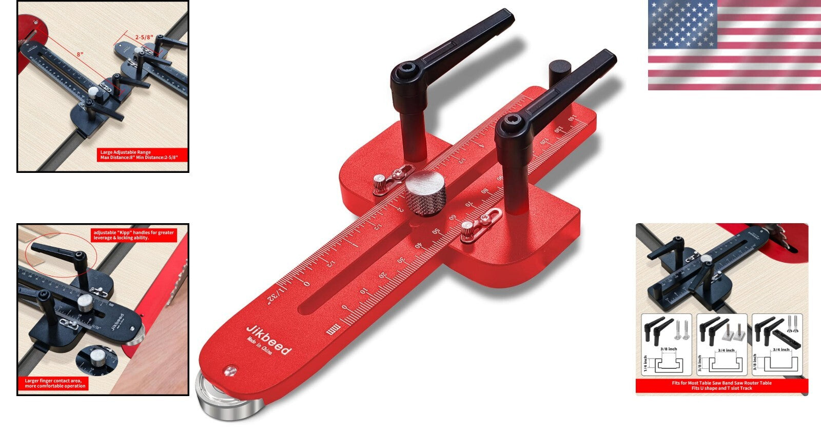 Durable Aluminum Thin Rip Jig for Table Saw - Laser-Engraved Precision Guide