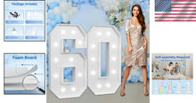 Load image into Gallery viewer, Unique DIY 60th Birthday Marquee Number Decor - 4ft Party Decorations