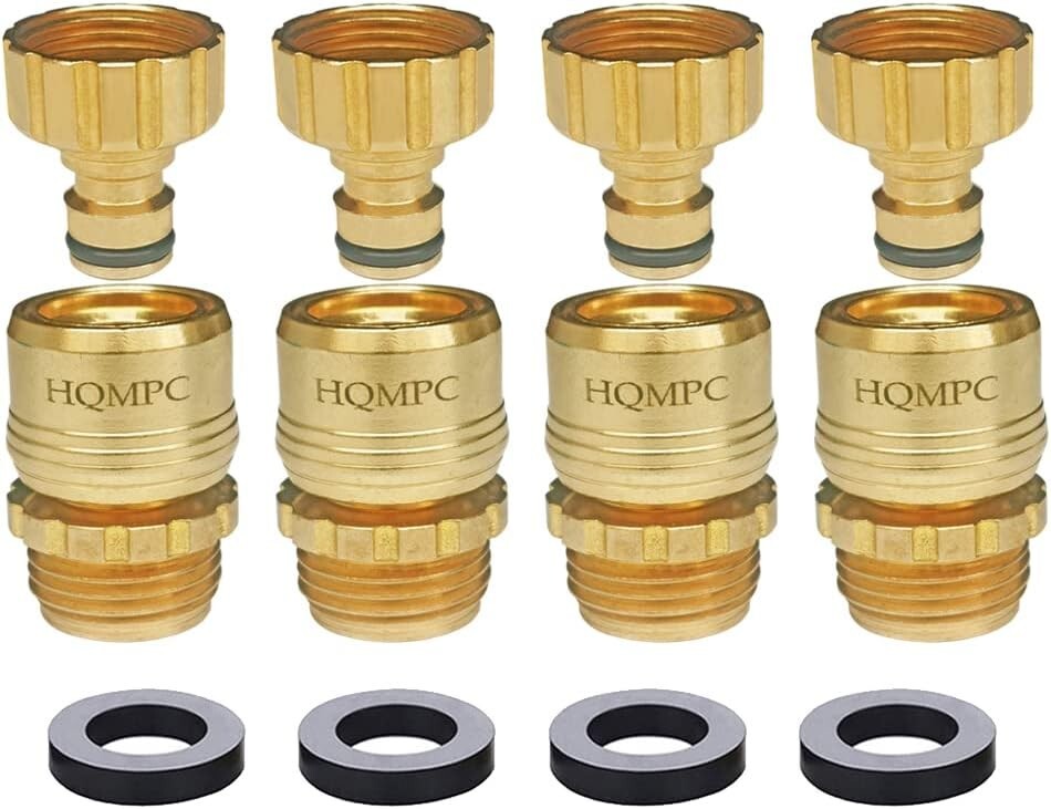 Durable Lead-Free Brass Garden Hose Connectors – Easy Install 8-Piece Set