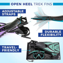 Load image into Gallery viewer, Lightweight Snorkeling Set with Adjustable Fins and Anti-Fog Mask for Adults