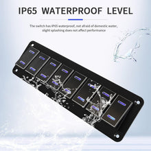 Load image into Gallery viewer, Waterproof 8 Gang Rocker Switch Panel with LED for Marine &amp; Automotive Use