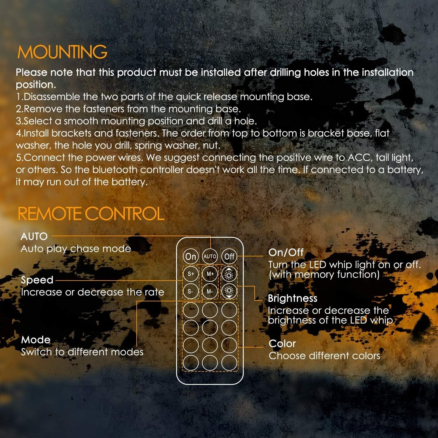 Ultimate 5ft RGB LED Whip Lights - Remote Controlled Offroad Adventure Lighting