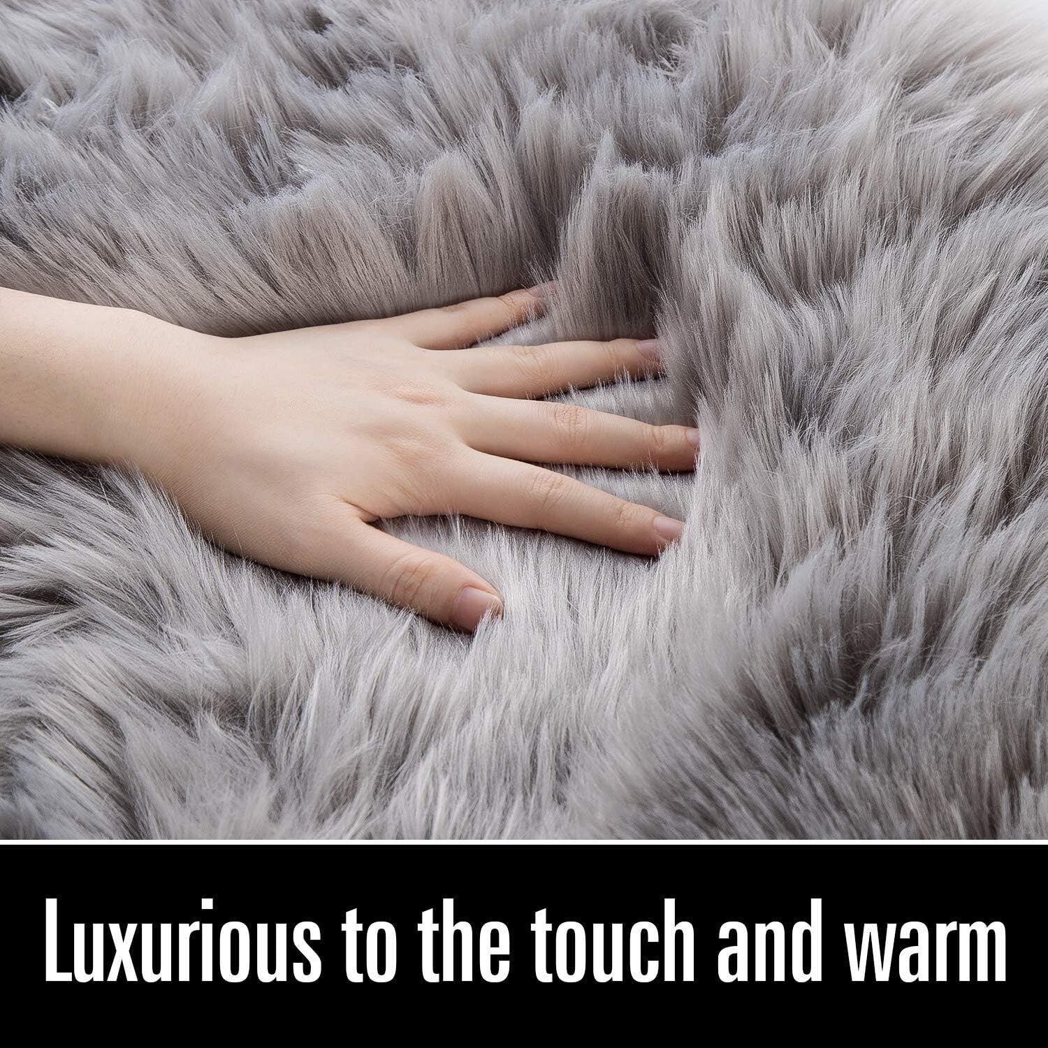 Elegant 4x6 Feet Furry Sheepskin Rug - Perfect for Living Rooms & Bedrooms