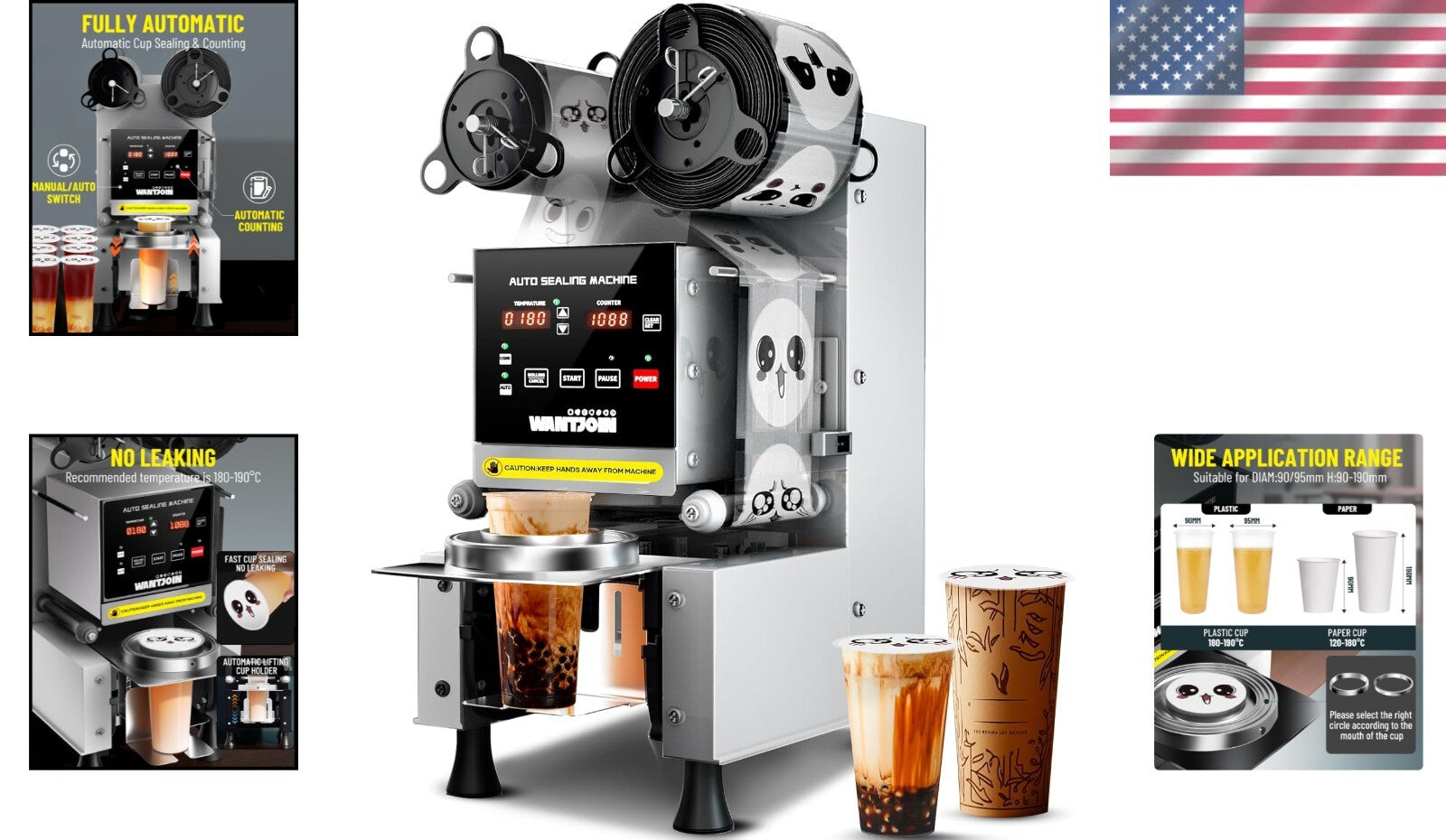 Professional Digital Cup Sealer for Milk Tea & Coffee - 90/95mm, 500-650 Cups/H