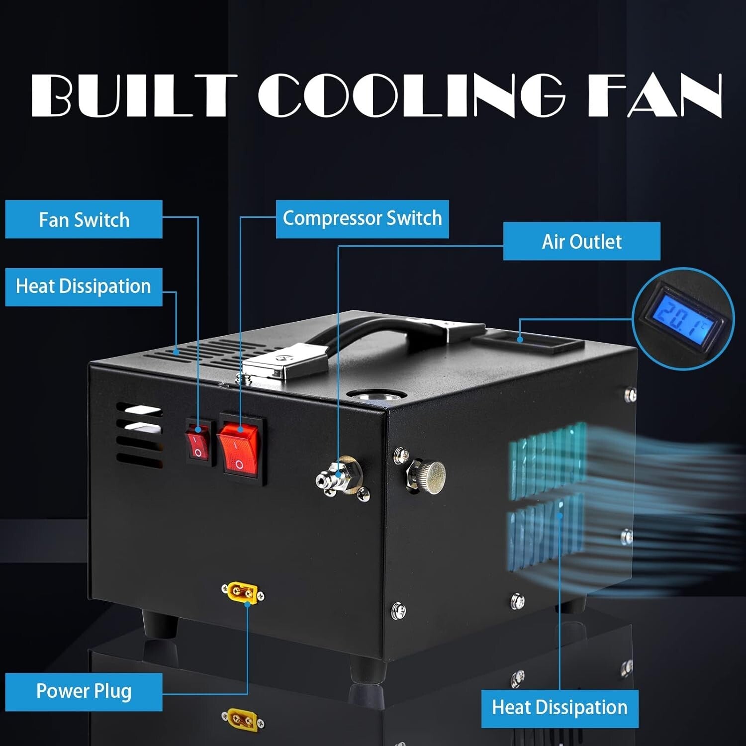 Lightweight 12v/110v High Pressure PCP Air Compressor for Air Guns & Paintball