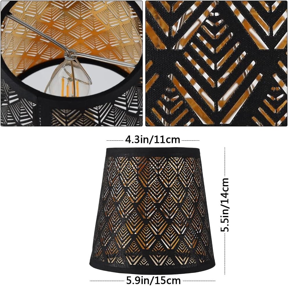 Flame Retardant Clip-On Lamp Shades Set - Laser Engraved Chandelier Design