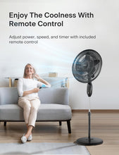 Load image into Gallery viewer, 18-Inch Oscillating Pedestal Fan with Remote &amp; 5 Speed Settings - Black Elegance
