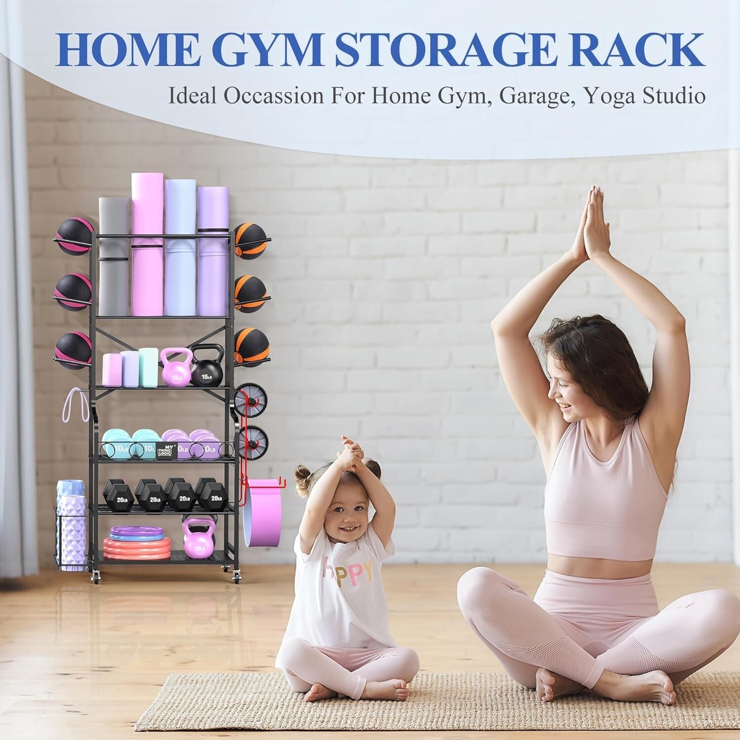 Efficient 3-Tier Rack for Organizing Yoga Mats, Balls & Resistance Bands