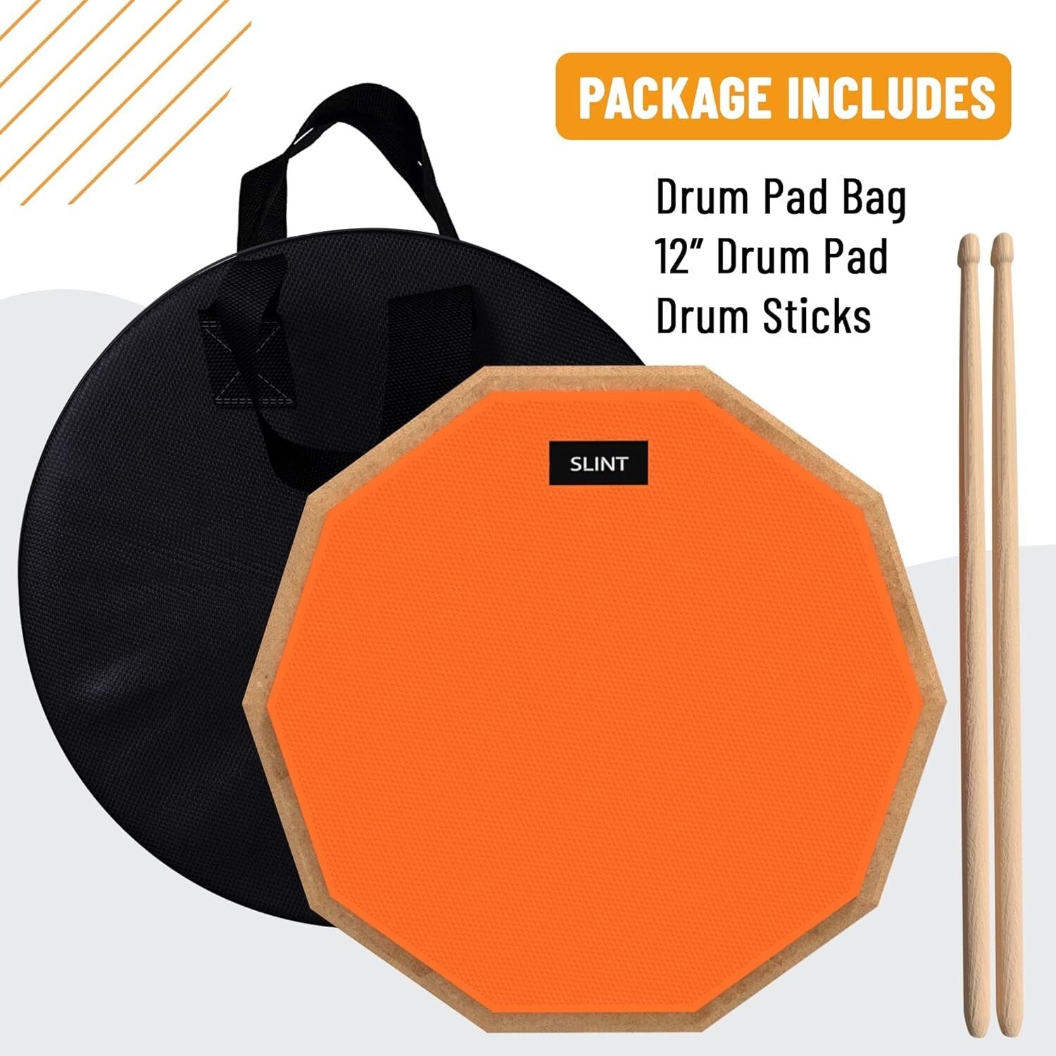 Lightweight 12" Drum Practice Pad with Adjustable Snare Stand - For Kids