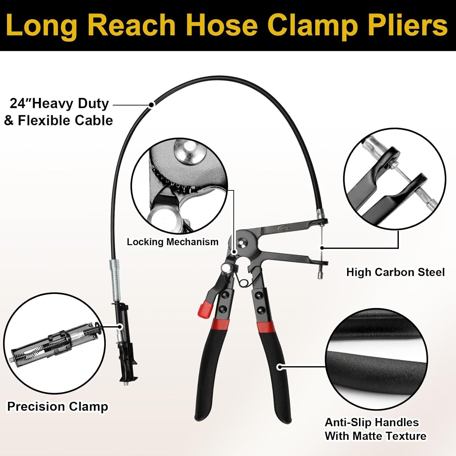 Flexible Long Reach 9pcs Hose Clamp Tool Set with Storage Box for Mechanics